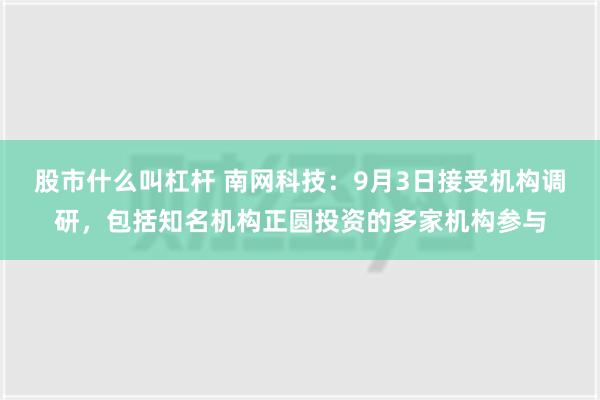 股市什么叫杠杆 南网科技：9月3日接受机构调研，包括知名机构正圆投资的多家机构参与