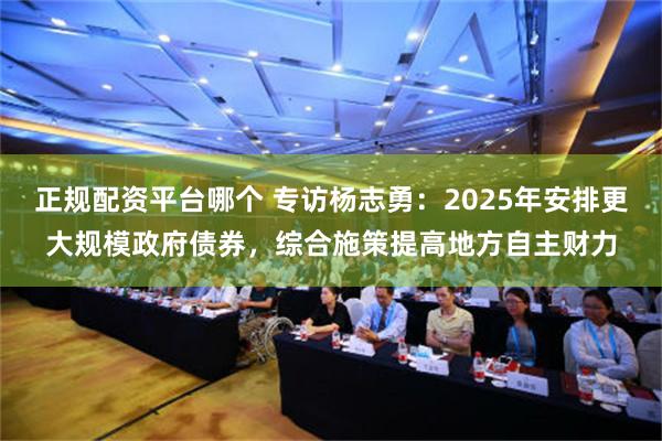 正规配资平台哪个 专访杨志勇：2025年安排更大规模政府债券，综合施策提高地方自主财力